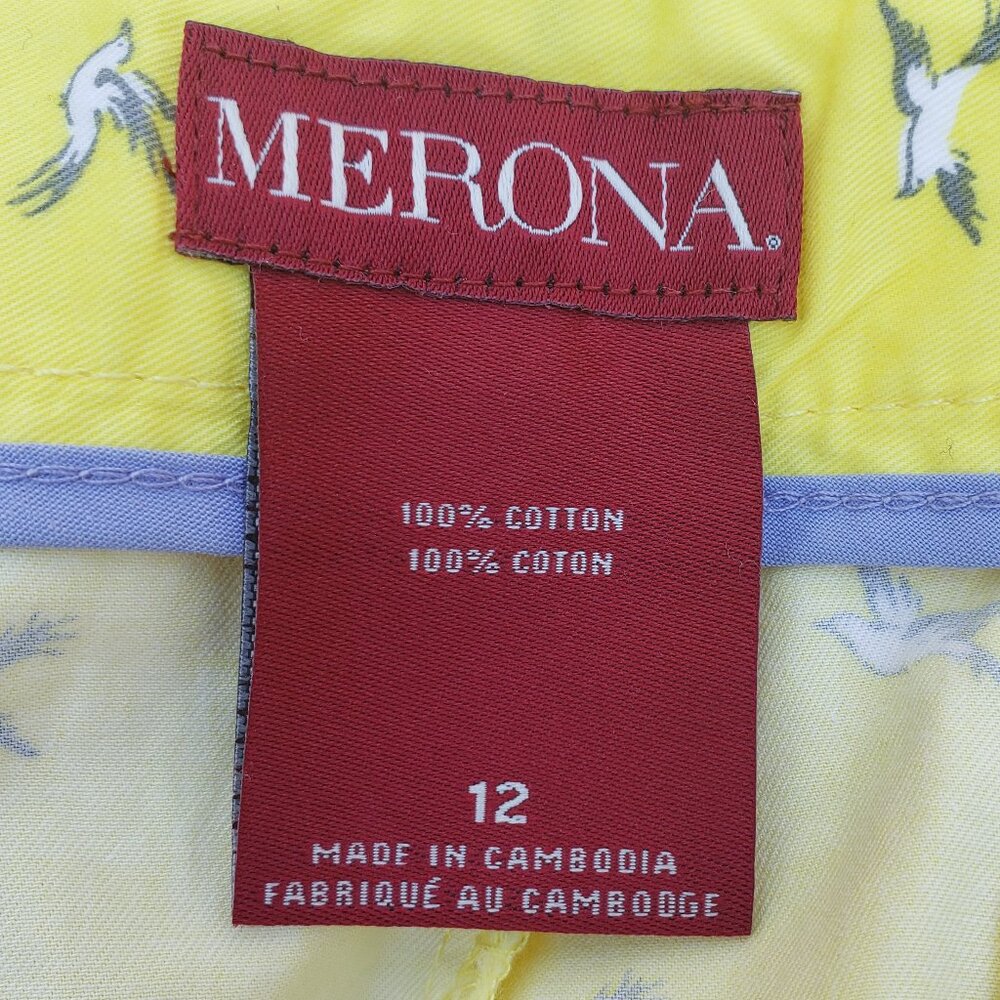 Merona yellow 'flying bird' cotton shorts - size 12 - Picture 7 of 7